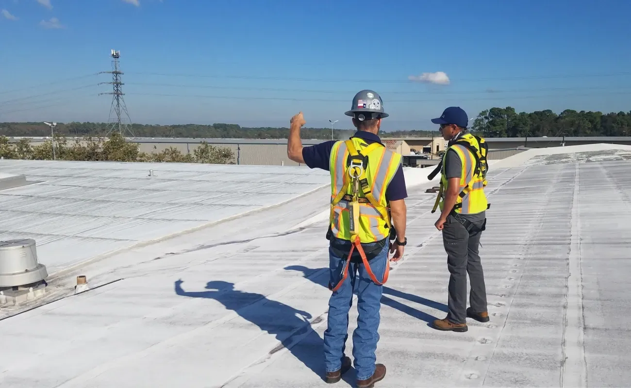 Roof assessment on a commercial building in Corona, CA Roof assessment on a commercial building in Corona, CA